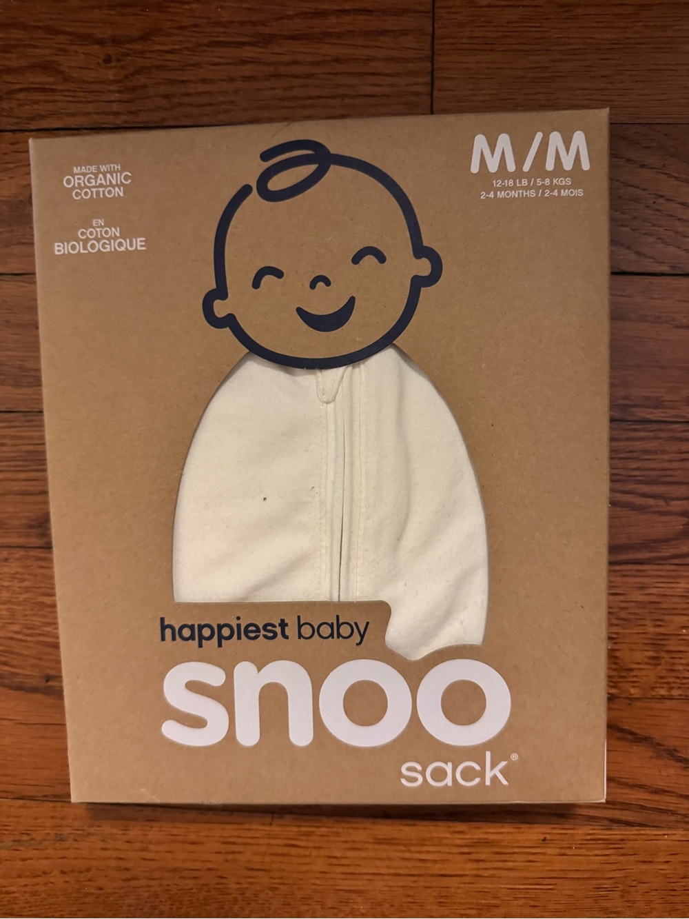 Happiest Baby Snoo Sack Organic Cotton Sleep Sack - Cream, M/M Brand new !